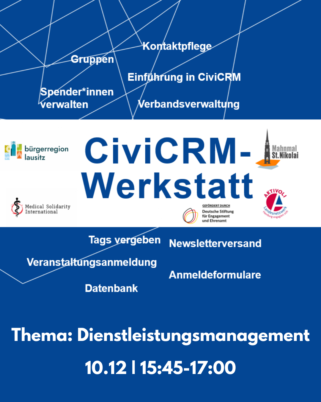 Online | CiviCRM-Werkstatt für Einsteiger*innen – gemeinsam lernen & austauschen: Thema Dienstleistungsmanagement