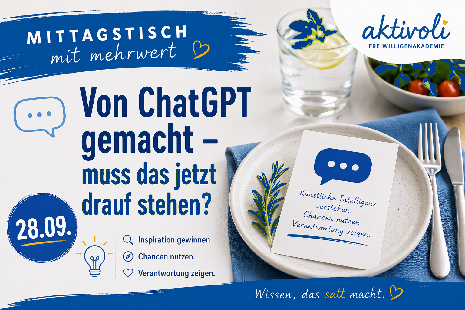Mittagstisch mit Mehrwert: Von ChatGPT gemacht – muss das jetzt drauf stehen?